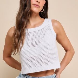 Lulus Get The Look White Loose Knit Sweater Tank Top - Size M